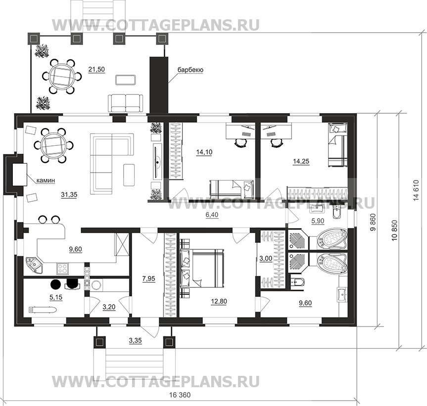 Поэтажные планы проект дома 902-33 общ. площадь 124,00м2