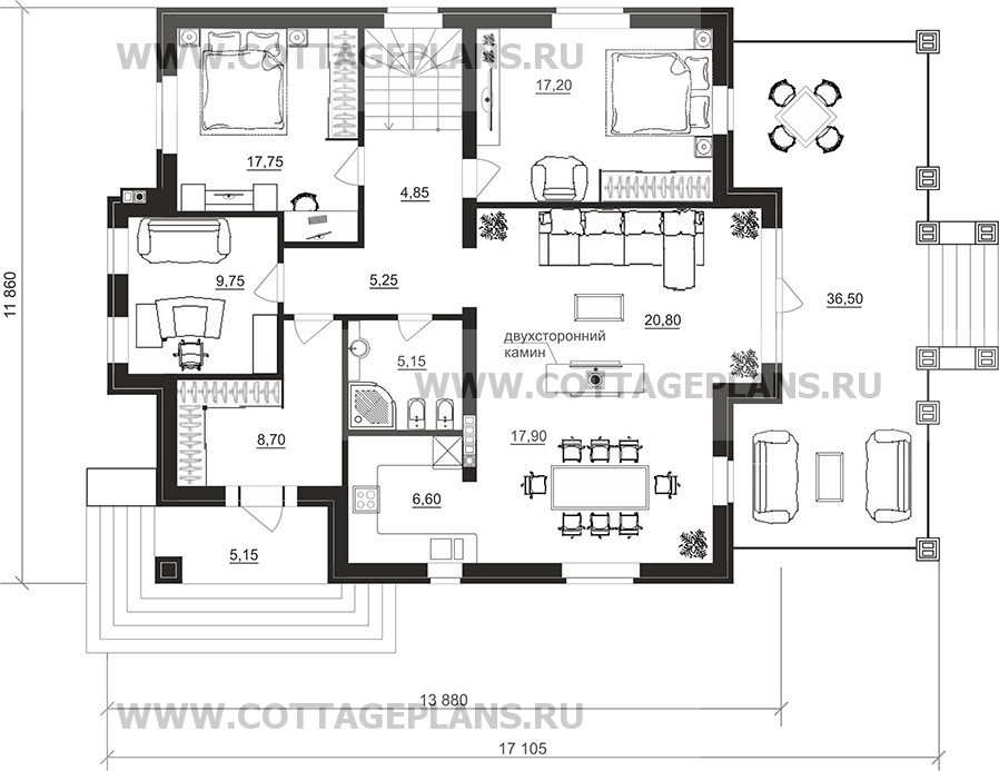 Поэтажные планы проект дома 201-52 общ. площадь 317,00 м2
