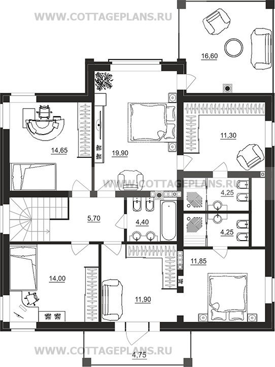 Поэтажные планы проект дома 95-51 общ. площадь 226,70 м2