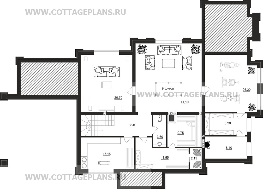 Поэтажные планы проект дома 105-09 общ. площадь 487,85 м2