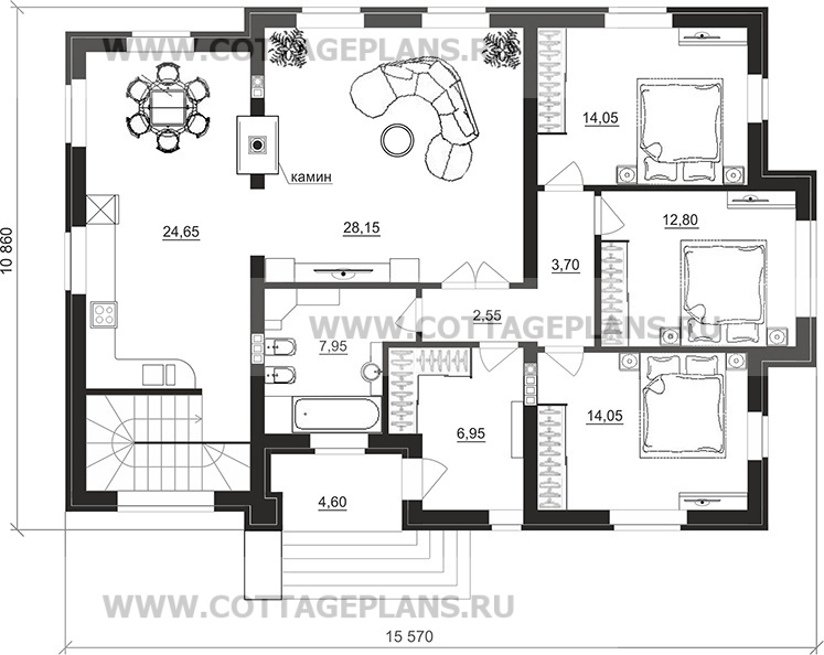 Поэтажные планы проект дома 28-52 общ. площадь 232,30 м2