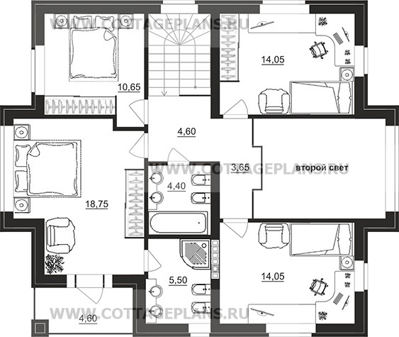 Поэтажные планы проект дома 96-58 общ. площадь 231,00 м2