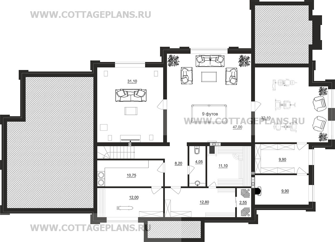 Поэтажные планы проект дома 203-80 общ. площадь 574,05 м2