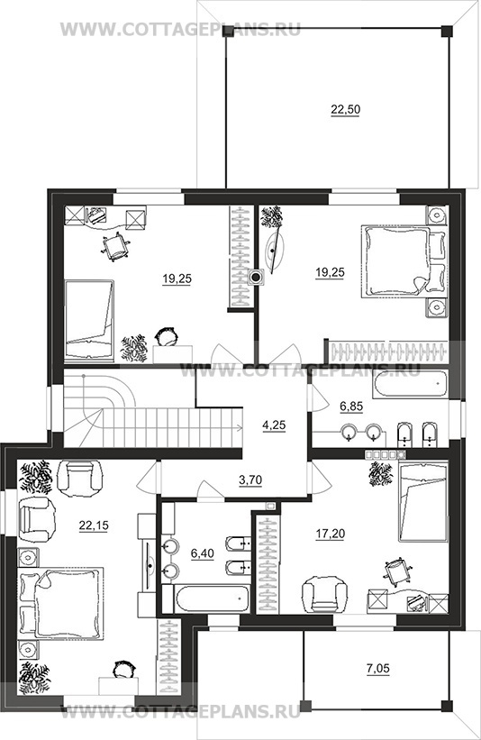 Поэтажные планы проект дома 14-05 общ. площадь 202,45 м2
