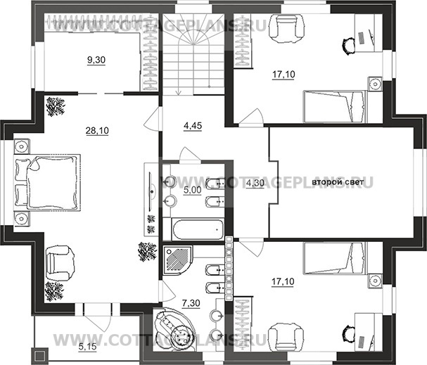 Поэтажные планы проект дома 95-59 общ. площадь 186,50 м2