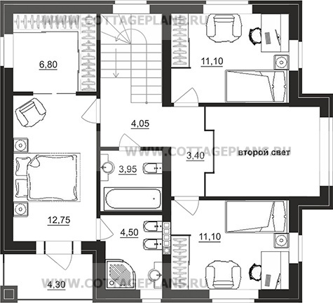 Поэтажные планы проект дома 95-52 общ. площадь 117,80 м2