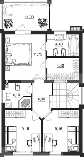 Поэтажные планы проект дома 204-84 общ. площадь 92,25 м2