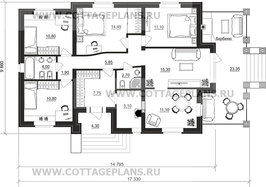 Поэтажные планы проект дома 27-29 общ. площадь 101,10 м2