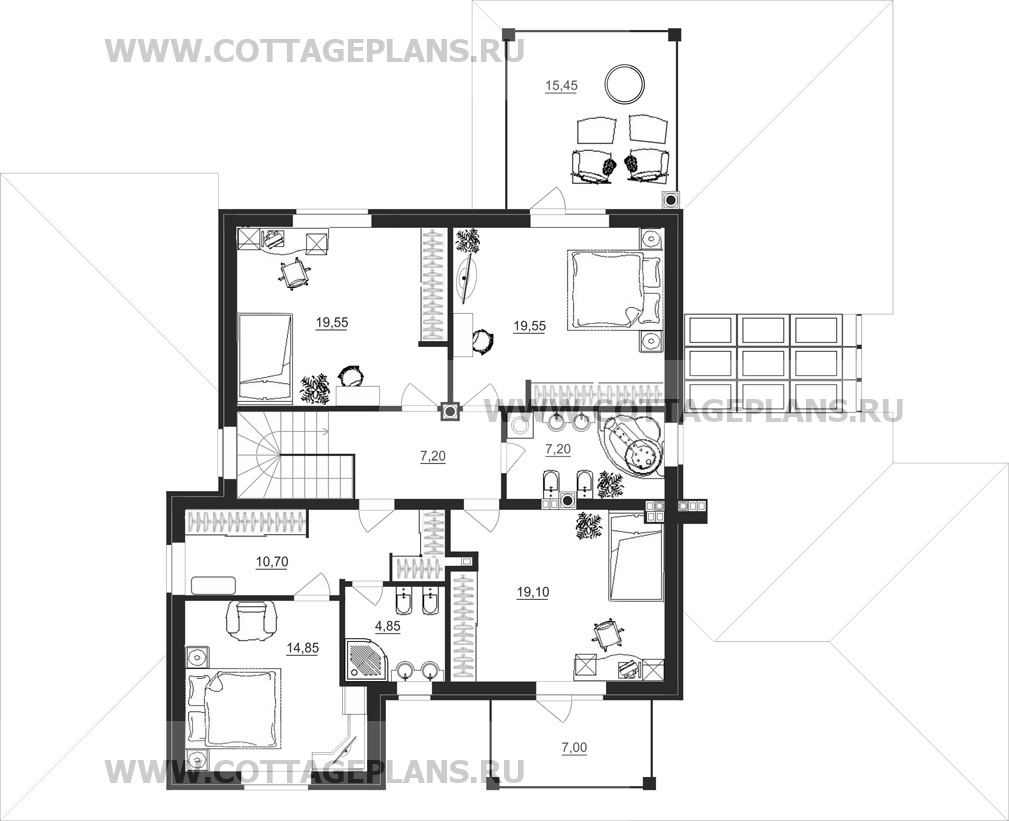Поэтажные планы проект дома 14-62 общ. площадь 476,80 м2