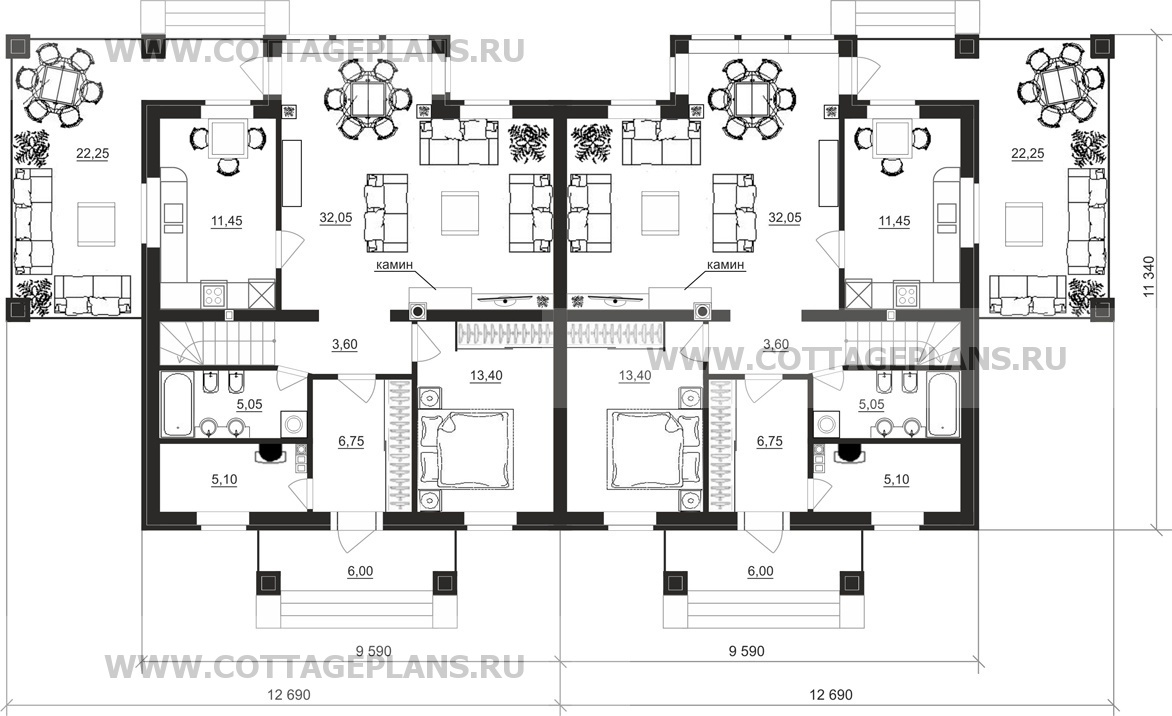 Поэтажные планы проект дома 09-49 общ. площадь 297,10 м2