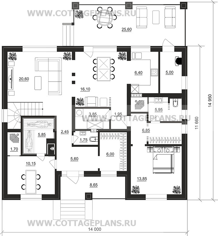 Поэтажные планы проект дома 206-93 общ. площадь 173,25м2