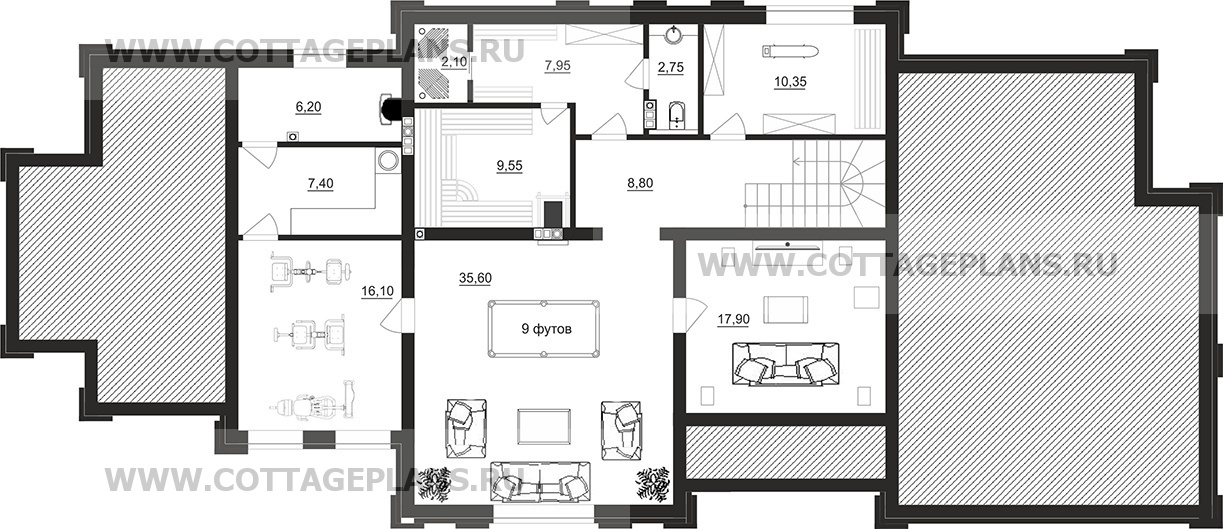 Поэтажные планы проект дома 105-44 общ. площадь 427,05 м2