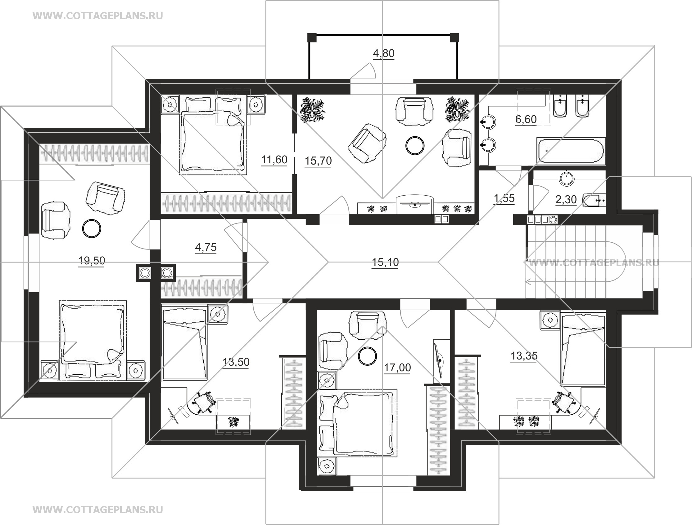 Поэтажные планы проект дома 95-93 общ. площадь 215,25 м2