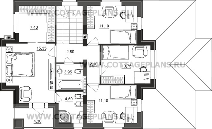 Поэтажные планы проект дома 101-41 общ. площадь 214,85 м2