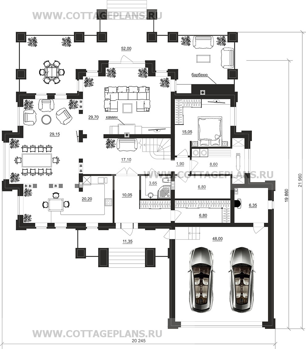 Поэтажные планы проект дома 100-29 общ. площадь 337,35 м2