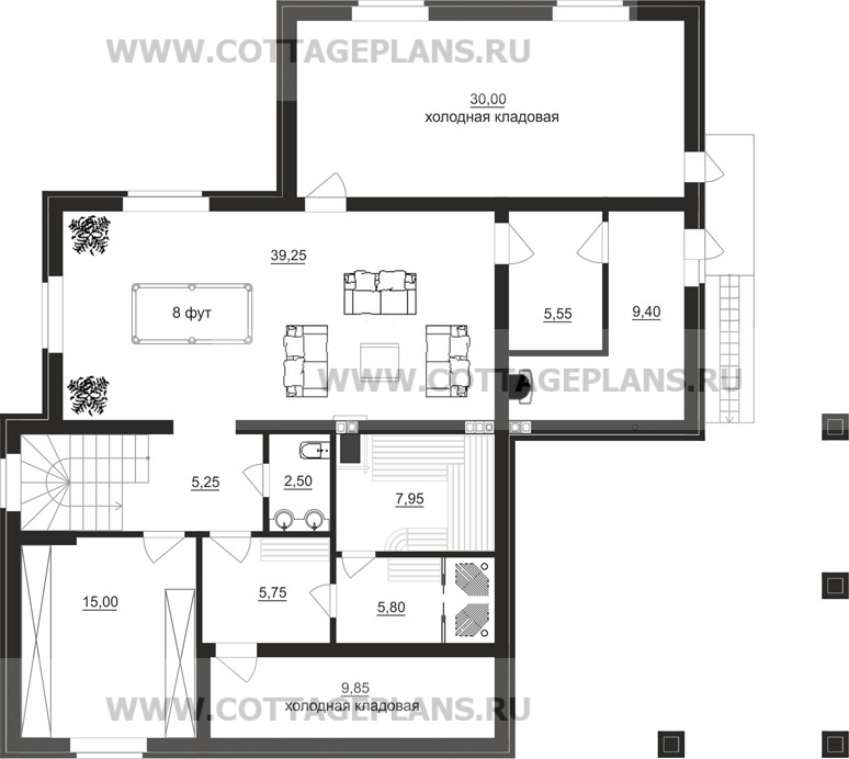 Поэтажные планы проект дома 17-07 общ. площадь 311,80 м2
