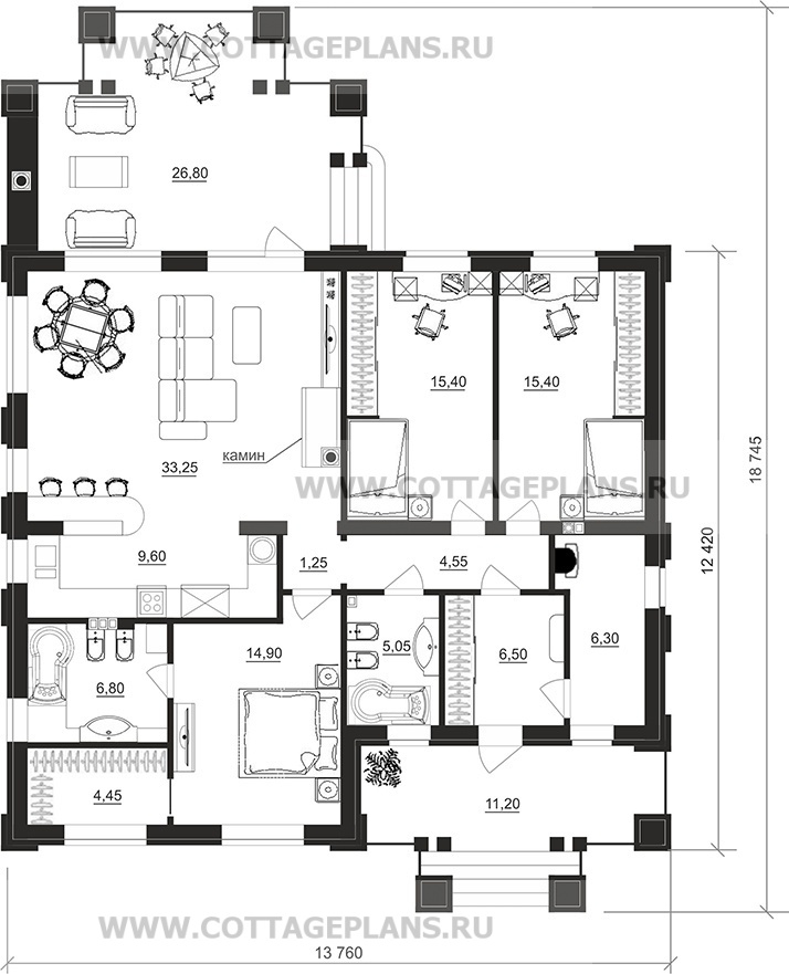 Поэтажные планы проект дома 07-65 общ. площадь 123,45 м2