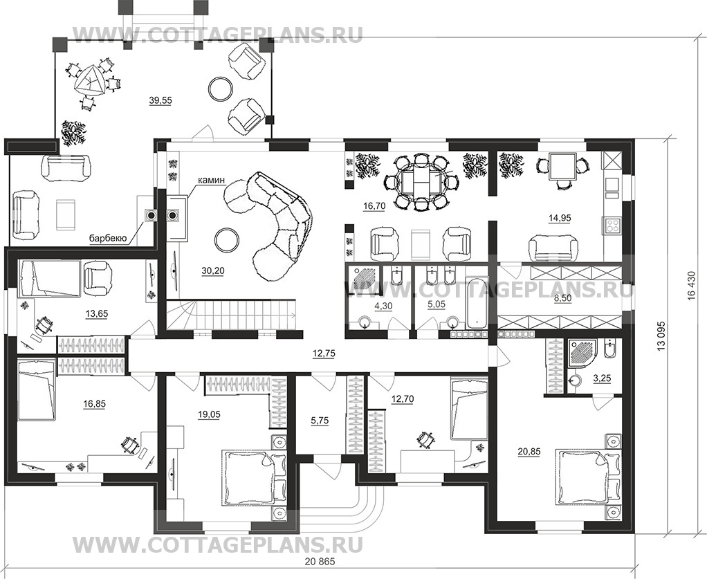 Поэтажные планы проект дома 08-25 общ. площадь 374,40 м2
