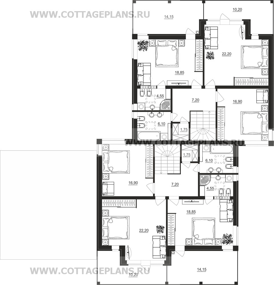 Поэтажные планы проект дома 85-36 общ. площадь 359,90 м2