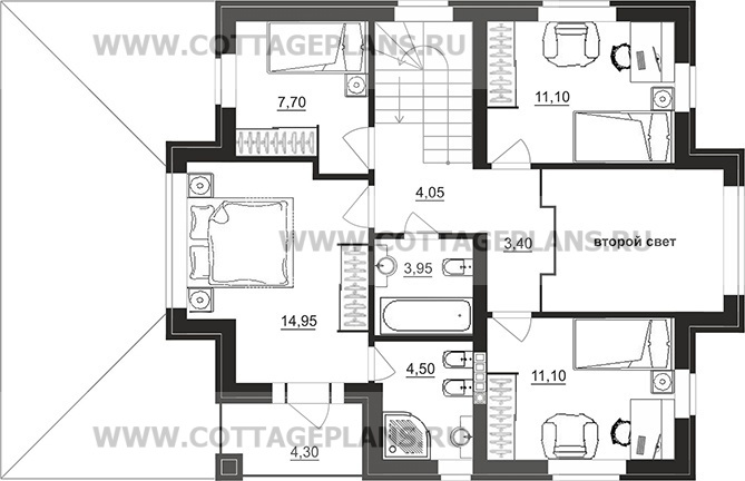 Поэтажные планы проект дома 96-64 общ. площадь 214,60 м2