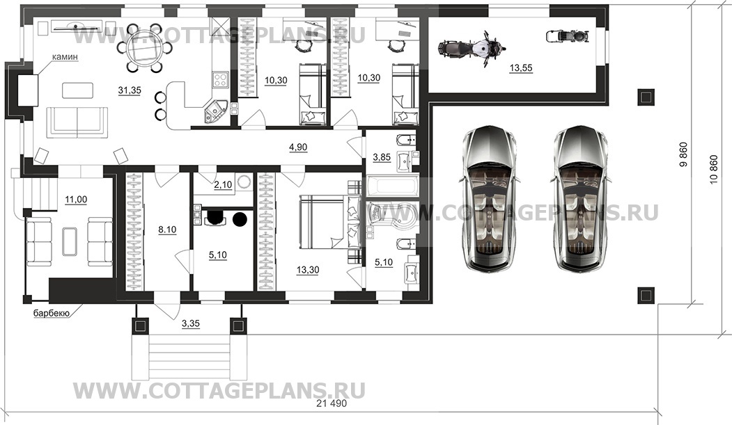 Поэтажные планы проект дома 700-87 общ. площадь 107,95 м2
