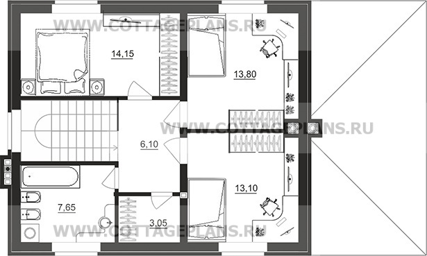 Поэтажные планы проект дома 75-28 общ. площадь 135,95 м2