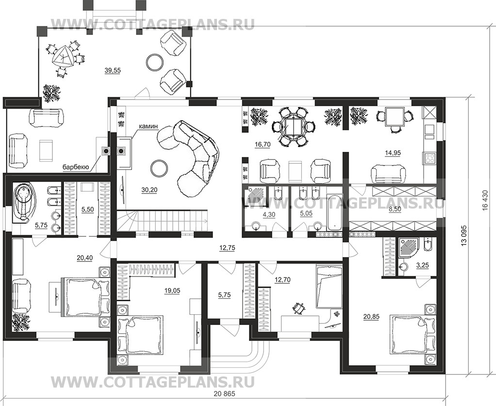 Поэтажные планы проект дома 08-25 общ. площадь 374,40 м2