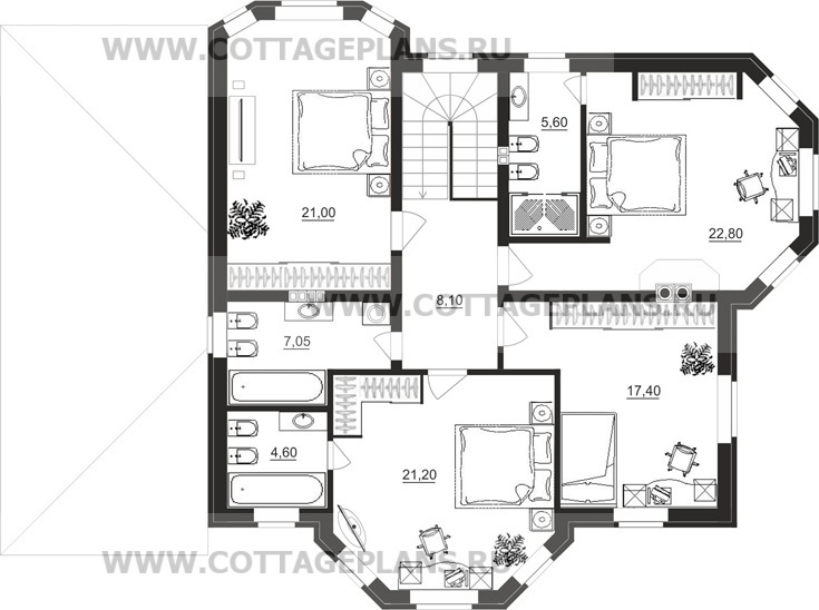 Поэтажные планы проект дома 89-67 общ. площадь 269,00 м2