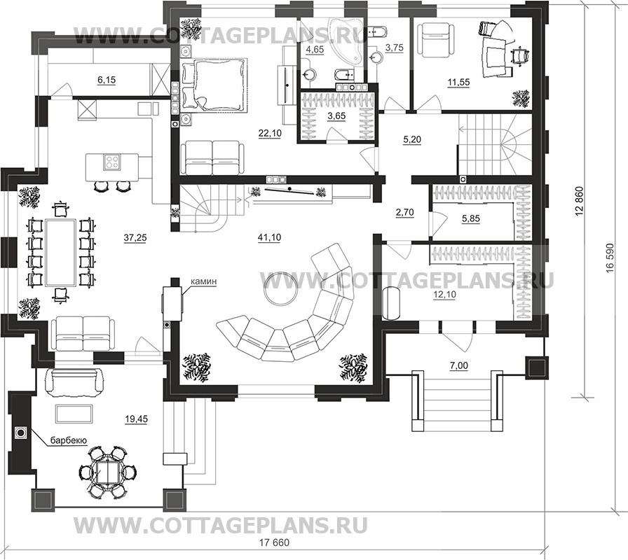 Поэтажные планы проект дома 103-34 общ. площадь 410,85 м2