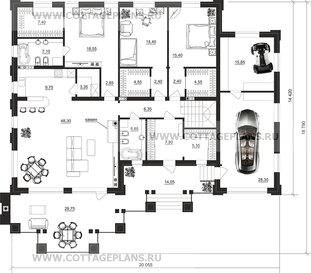 Поэтажные планы проект дома 91-88 общ. площадь 377,20 м2