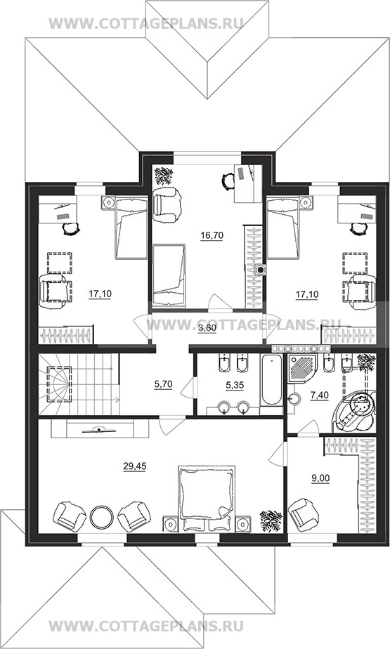 Поэтажные планы проект дома 78-90 общ. площадь 312,55 м2