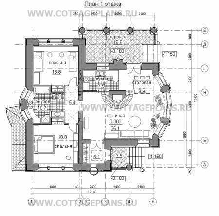 Поэтажные планы проект дома 34-02 общ. площадь 252,3 м2