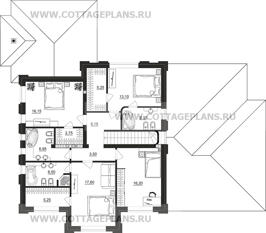 Поэтажные планы проект дома 205-32 общ. площадь 325,70 м2