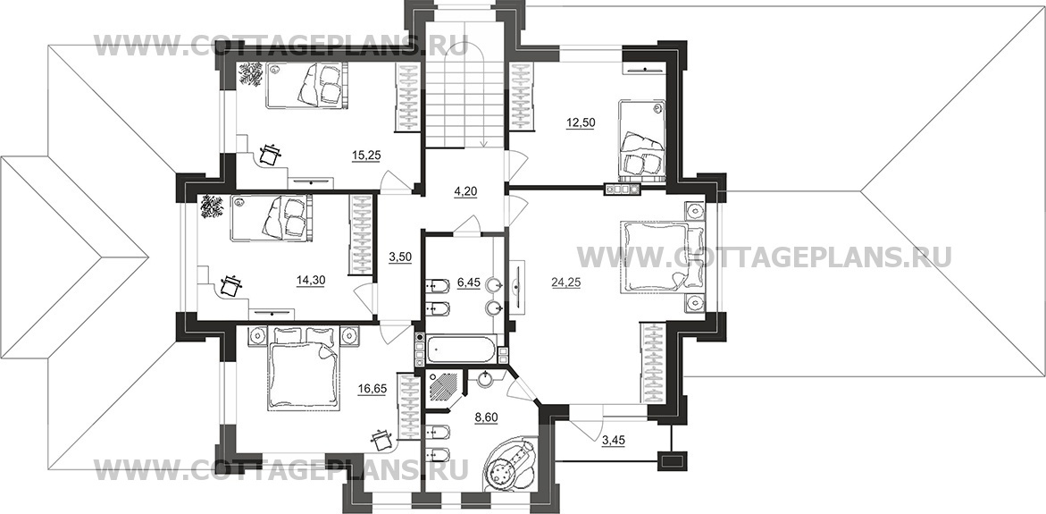 Поэтажные планы проект дома 200-82 общ. площадь 262,30 м2