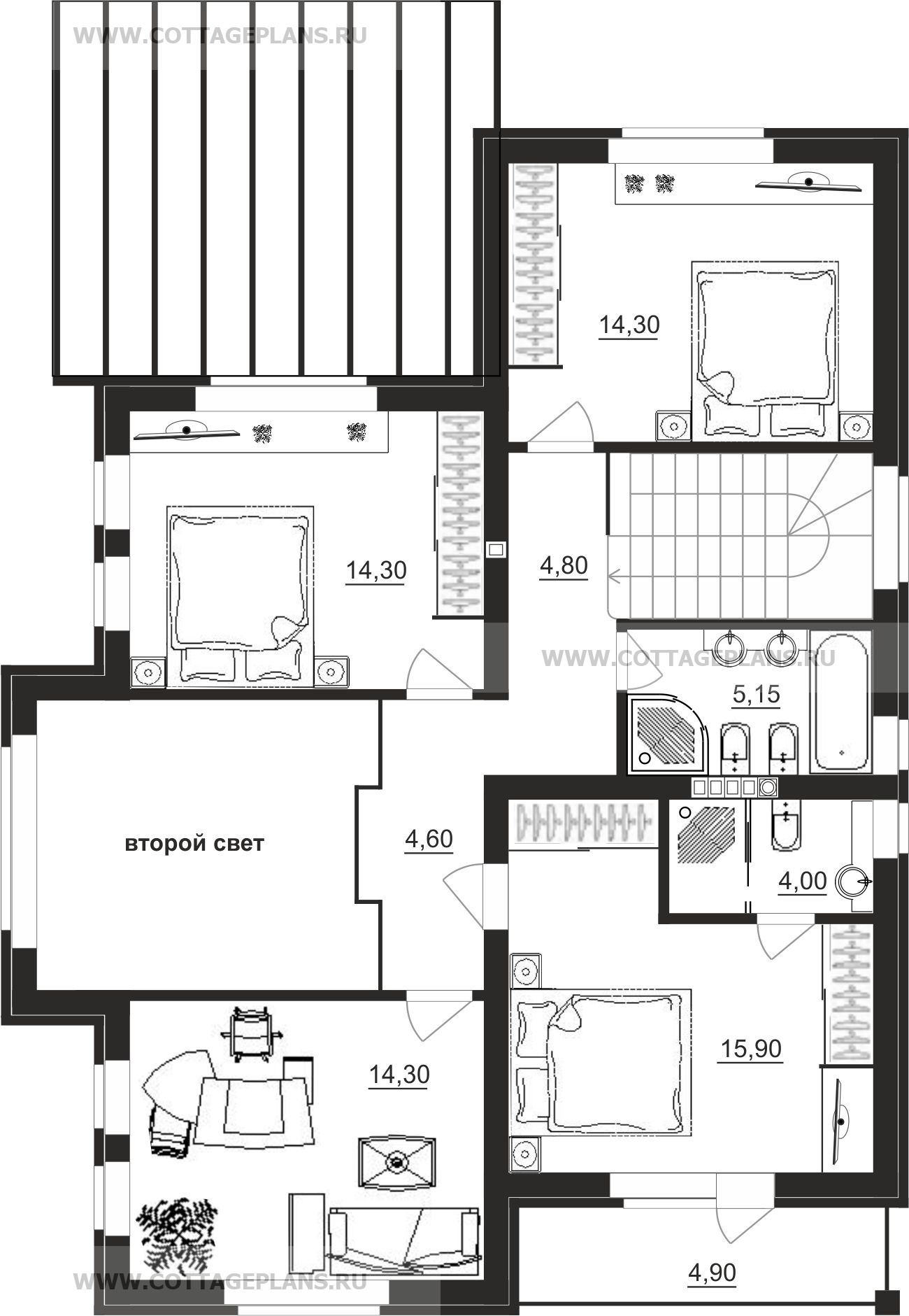 Поэтажные планы проект дома 77-59 общ. площадь 172,85 м2