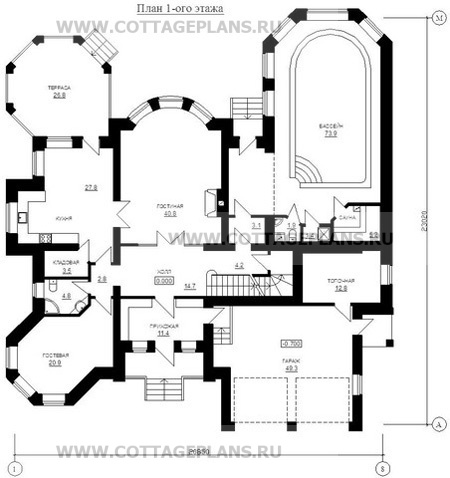 Поэтажные планы проект дома 47-52 общ. площадь 617,33 м2