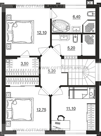 Поэтажные планы проект дома 204-82 общ. площадь 107,55 м2