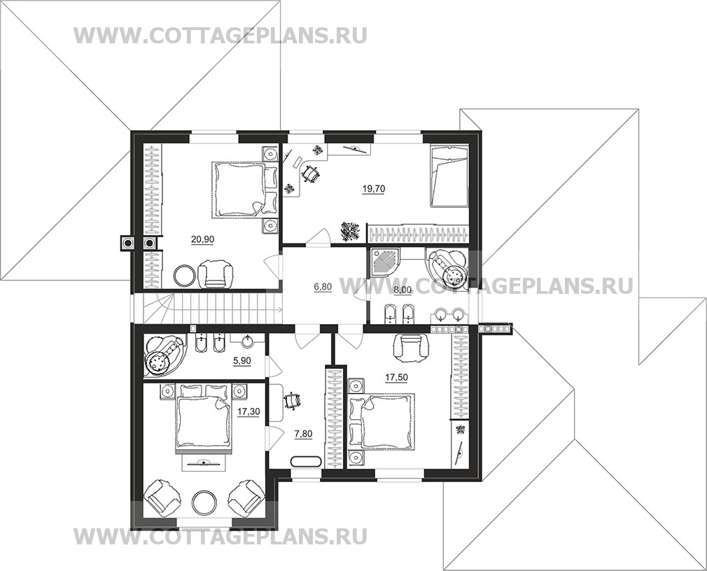 Поэтажные планы проект дома 96-38 общ. площадь 409,80 м2