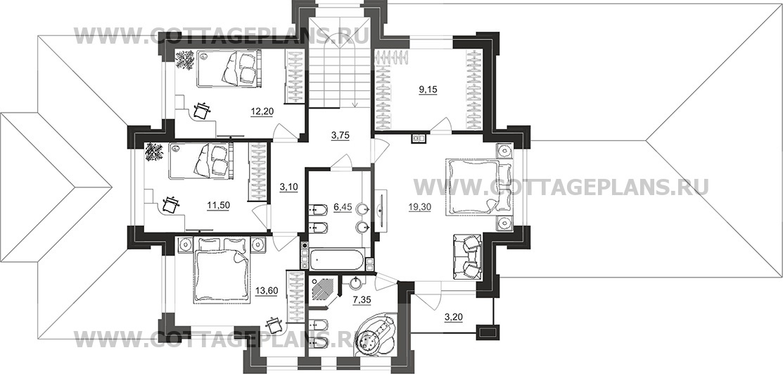 Поэтажные планы проект дома 200-81 общ. площадь 220,90 м2