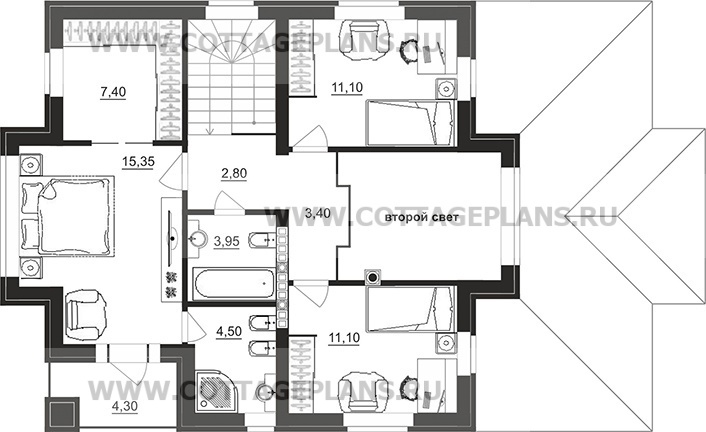 Поэтажные планы проект дома 77-15 общ. площадь 128,05 м2