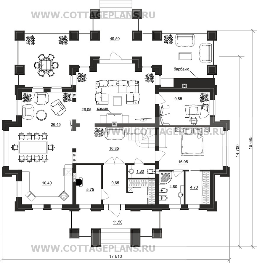 Поэтажные планы проект дома 202-11 общ. площадь 270,00 м2