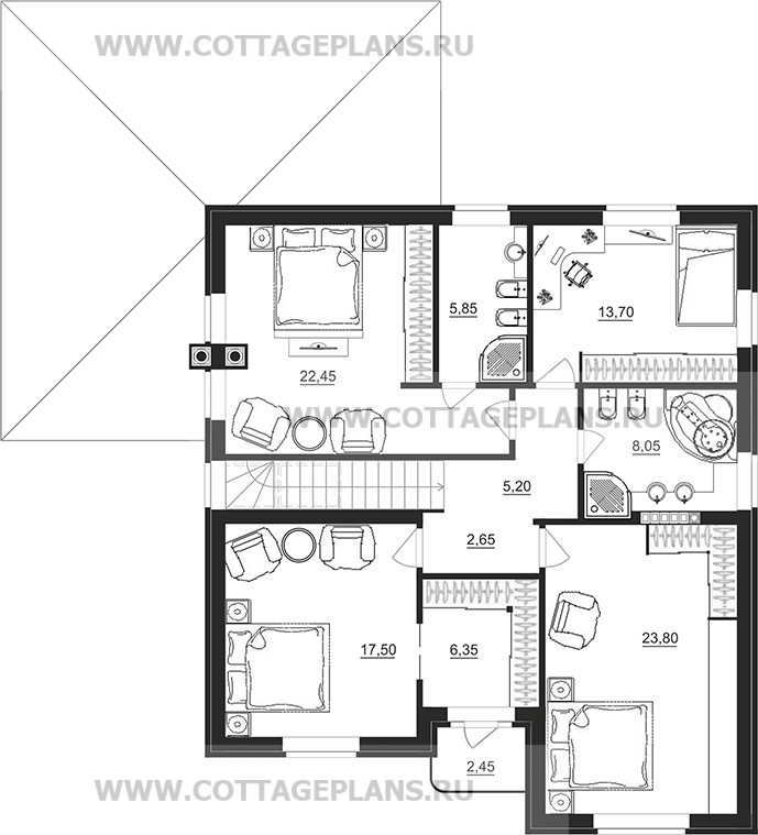 Поэтажные планы проект дома 95-23 общ. площадь 216,45 м2
