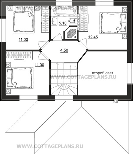 Поэтажные планы проект дома 204-77 общ. площадь 98,00 м2