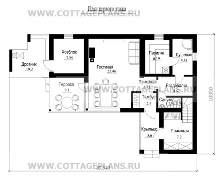 Проект п образного одноэтажного дома с баней