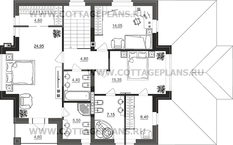 Поэтажные планы проект дома 101-42 общ. площадь 266,85 м2