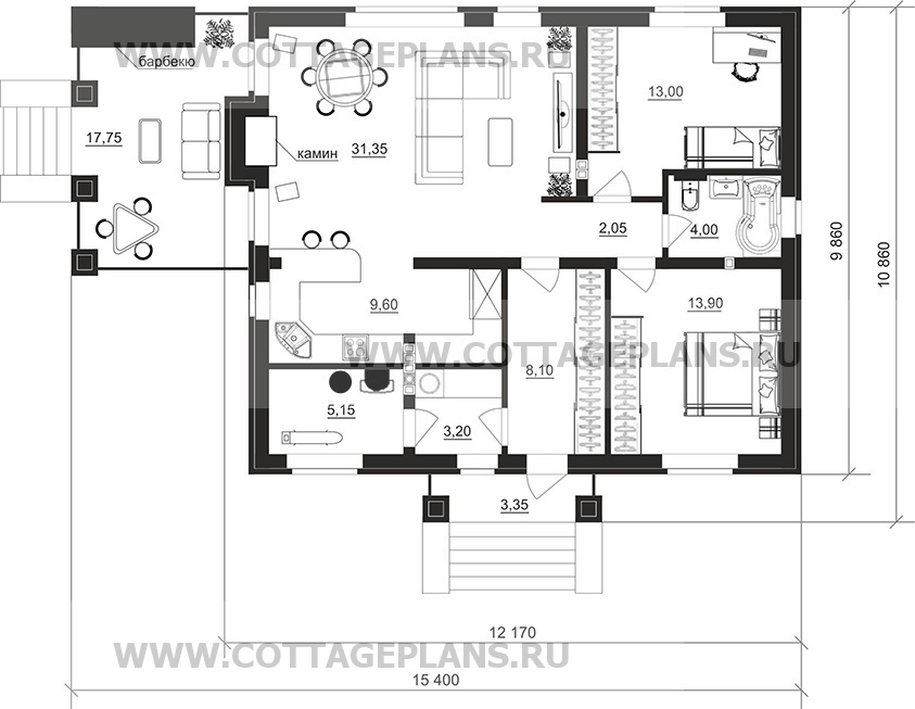 Поэтажные планы проект дома 700-60 общ. площадь 90,90м2