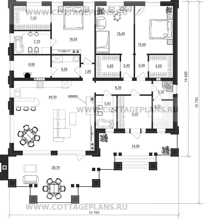 Поэтажные планы проект дома 90-82 общ. площадь 169,00 м2