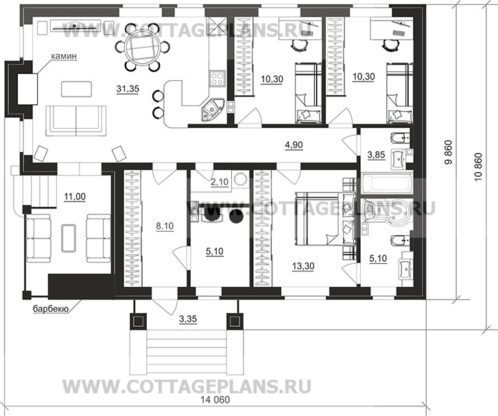 Поэтажные планы проект дома 700-63 общ. площадь 94,40 м2