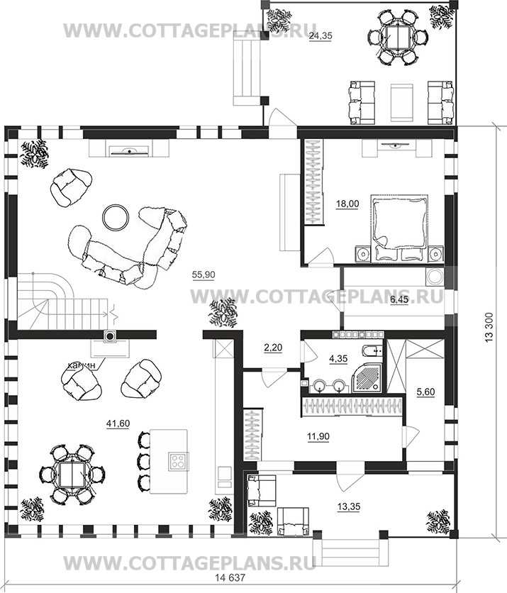Поэтажные планы проект дома 20-98 общ. площадь 432,60 м2
