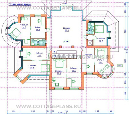 Поэтажные планы проект дома 34-12 общ. площадь 1254,1м2